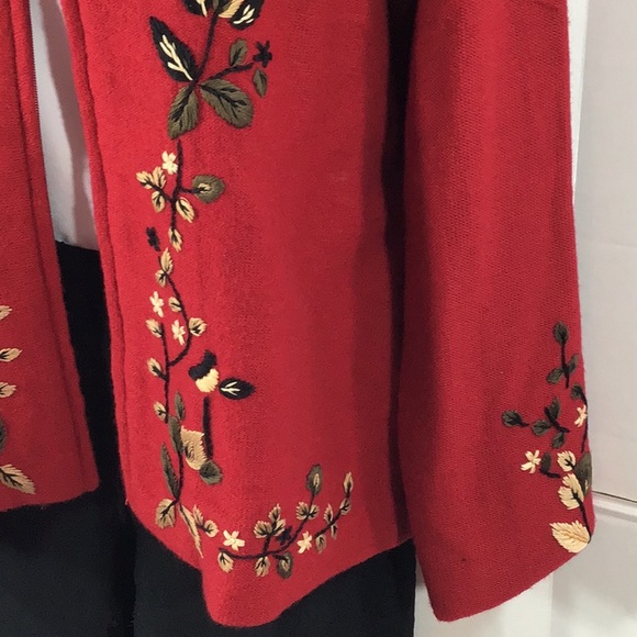 Victor Costa red embroidered zip front jacket S - Picture 4 of 11